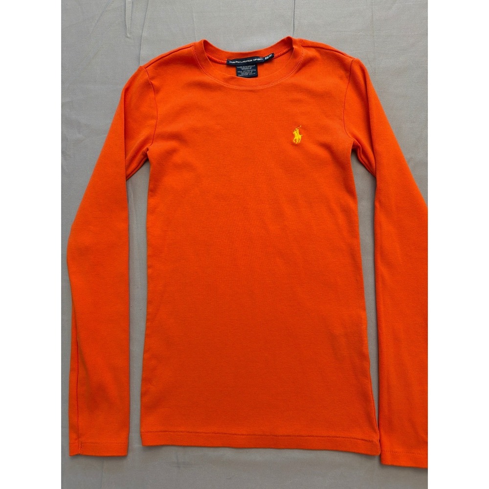 Ralph Lauren Sport Kids Orange Long Sleeve Cotton Tee Shirt XS TP